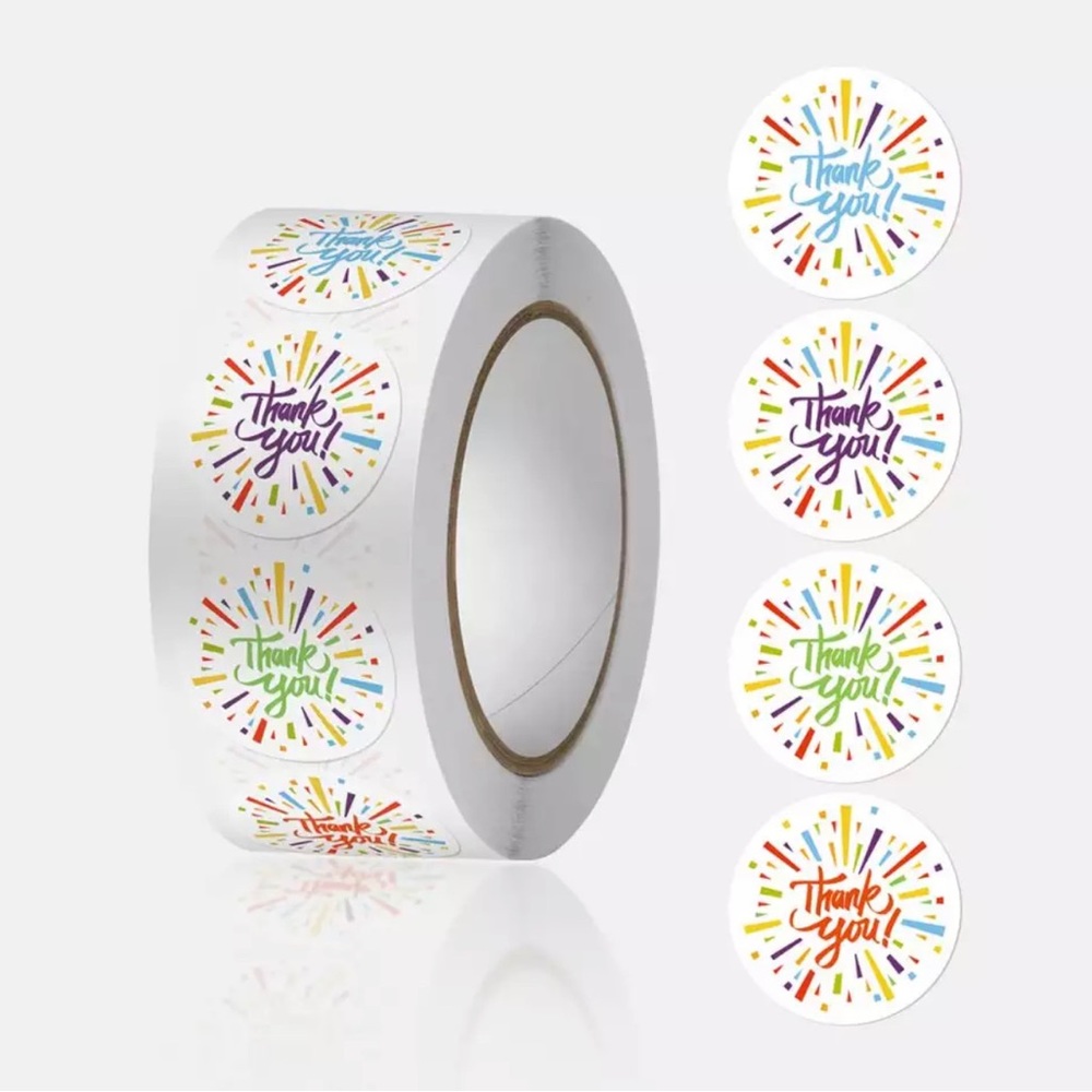 🍒🍒 Colorful Fireworks Thank You Stickers